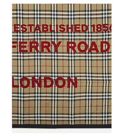 Shop Burberry Horseferry Print Check Silk Scarf In Archive+beige