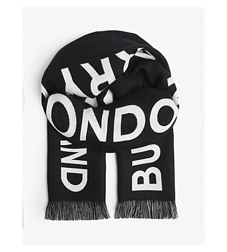 Burberry London England Wool Scarf In Black / White | ModeSens