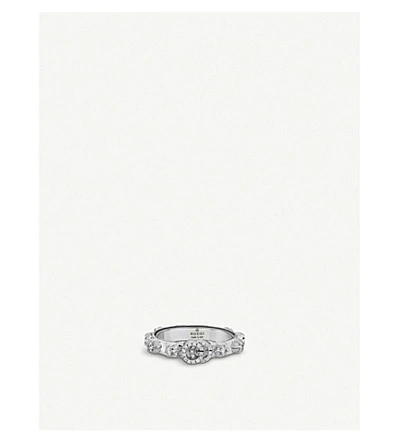 Shop Gucci Gg Running 18ct White-gold And White Diamond Ring In White/gold