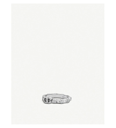 Shop Gucci Gg Running 18ct White-gold And White Diamond Ring In White/gold