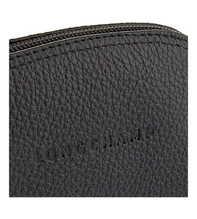 Shop Longchamp Le Foulonne Leather Coin Purse In Black