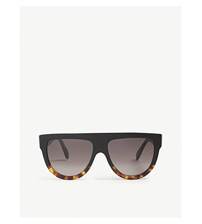 Shop Celine Havana Aviator-frame Acetate Sunglasses In Black