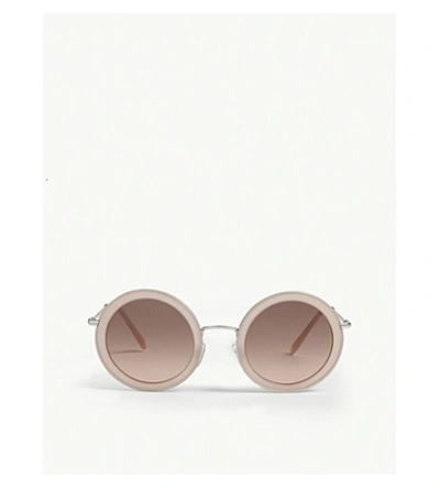 Shop Miu Miu Women's Pink Mu59u Round-frame Sunglasses