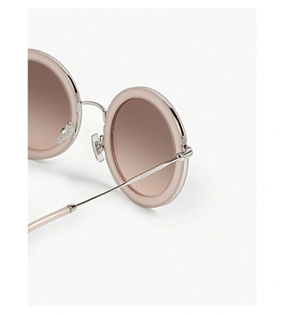 Shop Miu Miu Women's Pink Mu59u Round-frame Sunglasses