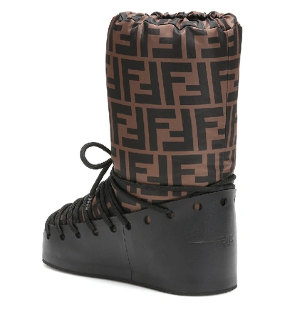 Shop Fendi Logo Snow Boots In Brown