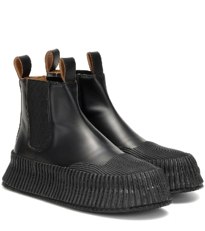 Shop Jil Sander Platform Leather Ankle Boots In Black