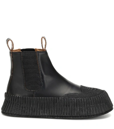 Shop Jil Sander Platform Leather Ankle Boots In Black