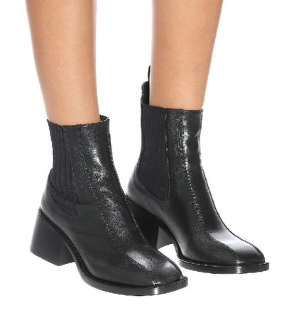 Shop Chloé Bea Leather Ankle Boots In Black