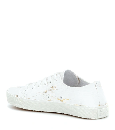 Shop Maison Margiela Tabi Distressed Canvas Sneakers In White