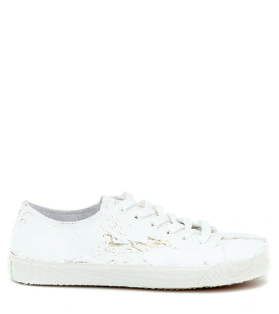 Shop Maison Margiela Tabi Distressed Canvas Sneakers In White