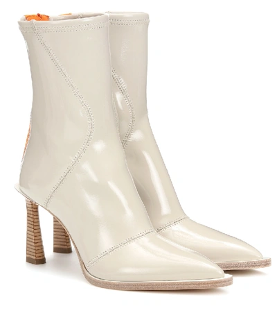 Shop Fendi Fframe Neoprene Ankle Boots In Beige