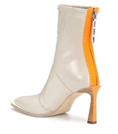 Shop Fendi Fframe Neoprene Ankle Boots In Beige