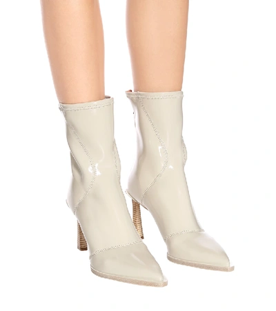 Shop Fendi Fframe Neoprene Ankle Boots In Beige