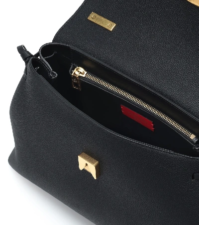 Shop Valentino Vring Medium Leather Shoulder Bag In Black