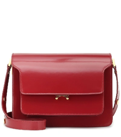 Shop Marni Trunk Leather Shoulder Bag In Red