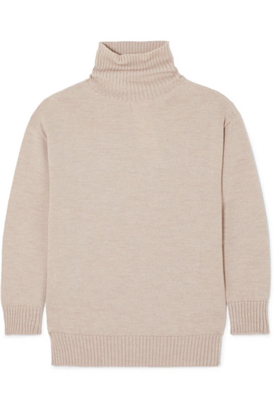 Shop Max Mara Leisure Wool Turtleneck Sweater In Beige
