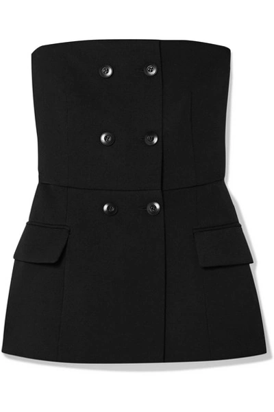 Shop Givenchy Double-breasted Wool-blend Twill Bustier Top In Black