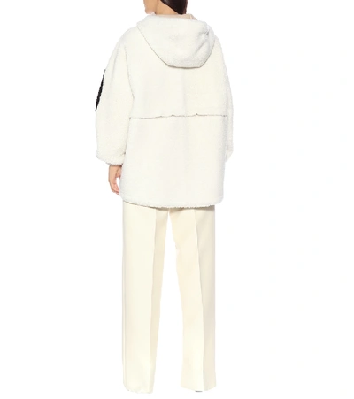 Shop Valentino Vlogo Shearling Jacket In White