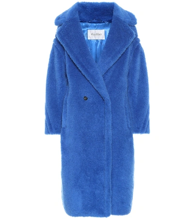 Shop Max Mara Teddy Bear Icon Alpaca-blend Coat In Blue