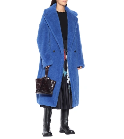 Shop Max Mara Teddy Bear Icon Alpaca-blend Coat In Blue