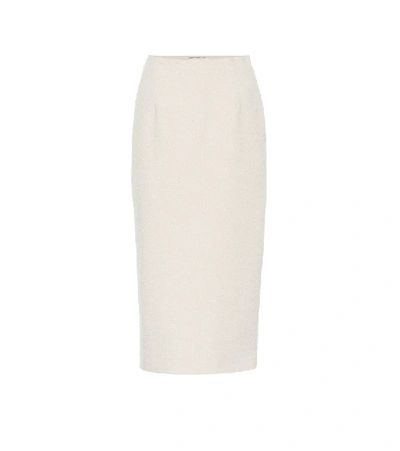 Shop Alessandra Rich Wool-blend Bouclé Pencil Skirt In Beige