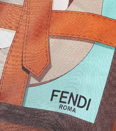 Shop Fendi Printed Silk Shirt In Beige