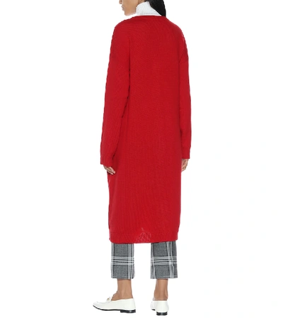 Shop Marni Oversized Wool Cardigan In Red