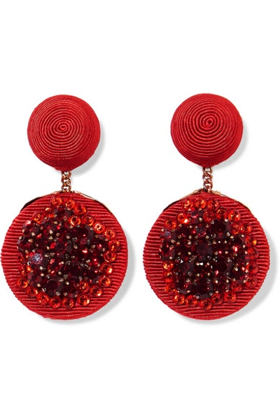 Shop Rebecca De Ravenel Pomegranate Gold-plated, Cord And Crystal Clip Earrings