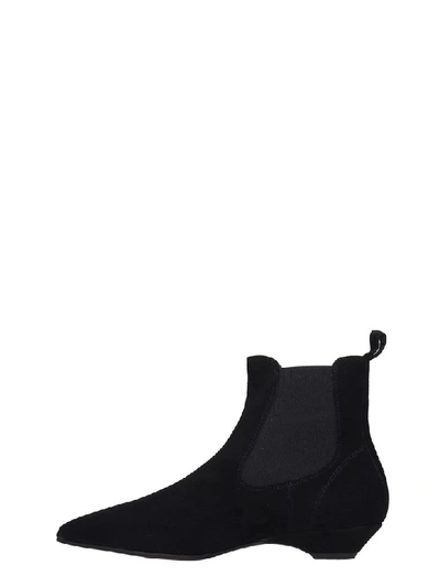 Shop Janet & Janet Low Heels Ankle Boots In Black Suede