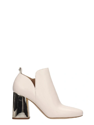 Shop Michael Kors Dixon High Heels Ankle Boots In Beige Leather