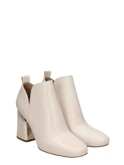 Shop Michael Kors Dixon High Heels Ankle Boots In Beige Leather