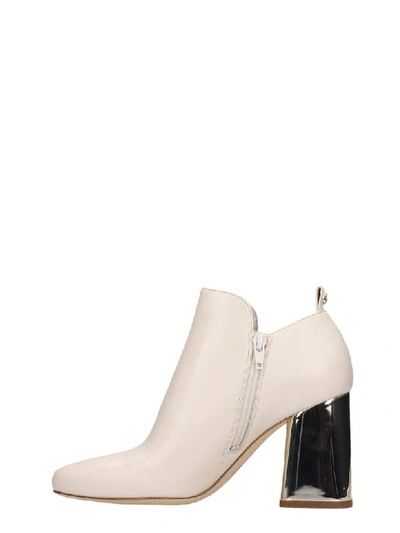 Shop Michael Kors Dixon High Heels Ankle Boots In Beige Leather