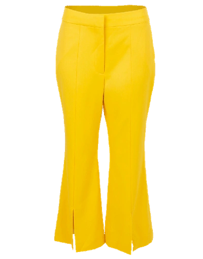 Shop Adam Lippes Tropical Wool Bell Crop Pant In Canary