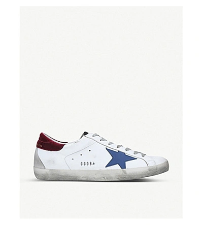 Shop Golden Goose Superstar Leather Trainers In White/red