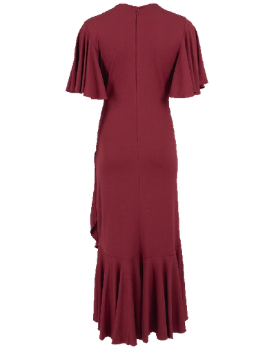 Shop Michael Kors Ruffle Wrap Dress In Burgundy