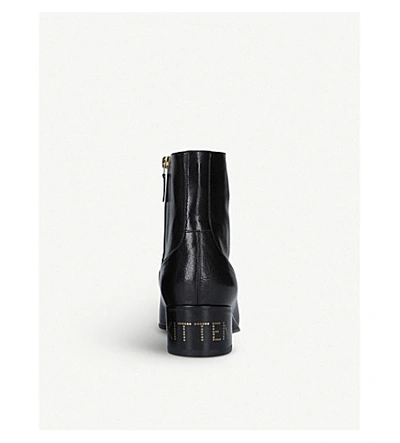 Shop Gucci Ebal Horsebit Chain Leather Heeled Boots In Black