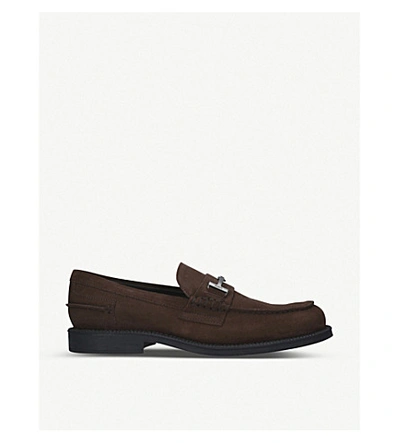 Shop Tod's Leather Penny Loafers In Dark Brown