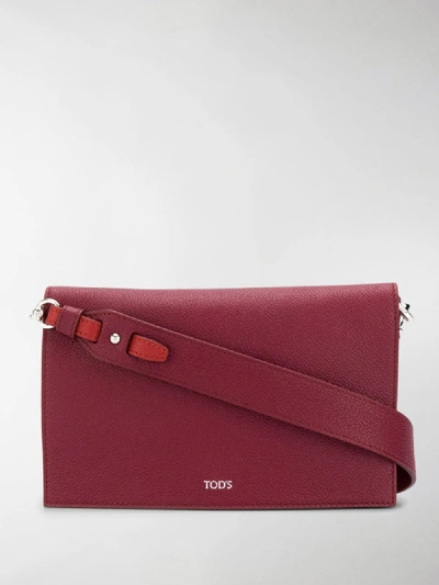 Shop Tod's Logo Crossbody Bag In Red