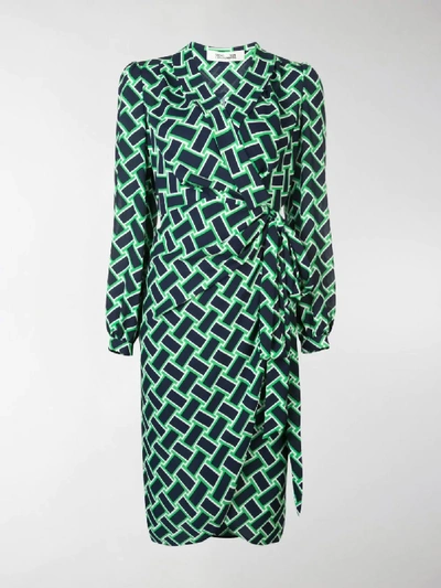 Shop Diane Von Furstenberg Vintage Weave Dress In Green