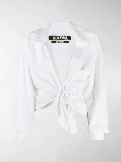Shop Jacquemus Knot Detail Shirt In White