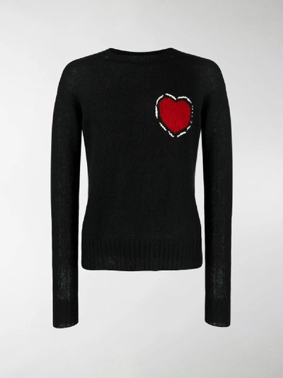 Shop Prada Heart Sweater In Black
