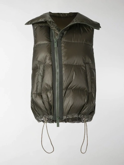 Shop Sacai Padded Zip-up Gilet In Green