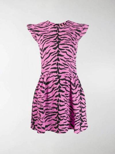Shop Saint Laurent Zebra Print Dress In Pink