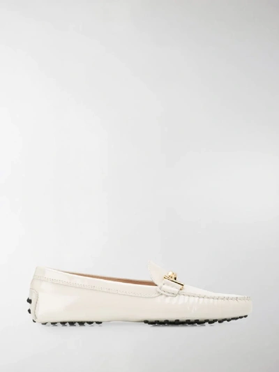 Shop Tod's Gommino Driving Loafers In White