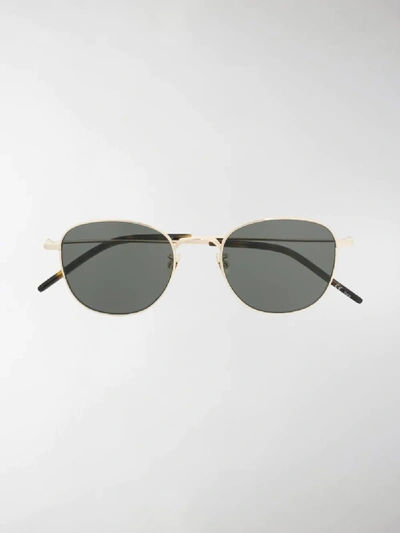 Shop Saint Laurent Round Frame Sunglasses In Black