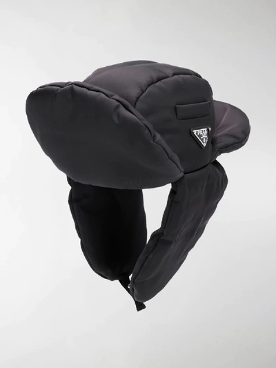 Shop Prada Padded Trapper Hat In Black