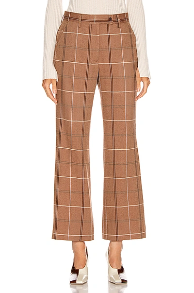 Shop Acne Studios Patsyne Trouser In Brown,plaid In Brown & White