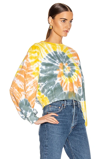 Shop Agolde Balloon Sleeve Tie Dye Sweatshirt In Blue,ombre & Tie Dye,yellow In Swirled