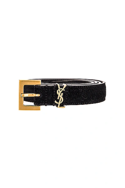 Shop Saint Laurent Light Suede Belt In Black