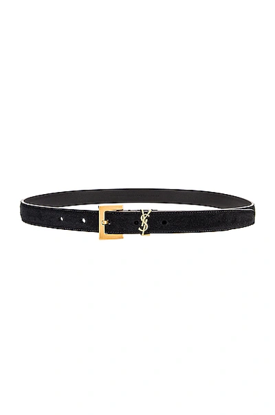 Saint Laurent Light Suede Belt In Black